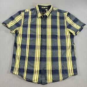 Prana Shirt Yellow Short Sleeve Button Up Pocket Outdoor Men's XL